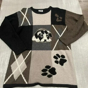 [8]Vintage Life By Tiggy Porter Wool  Angra Blend puppy Print Sweater